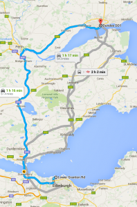 Edinburgh to dundee moving distance Map 